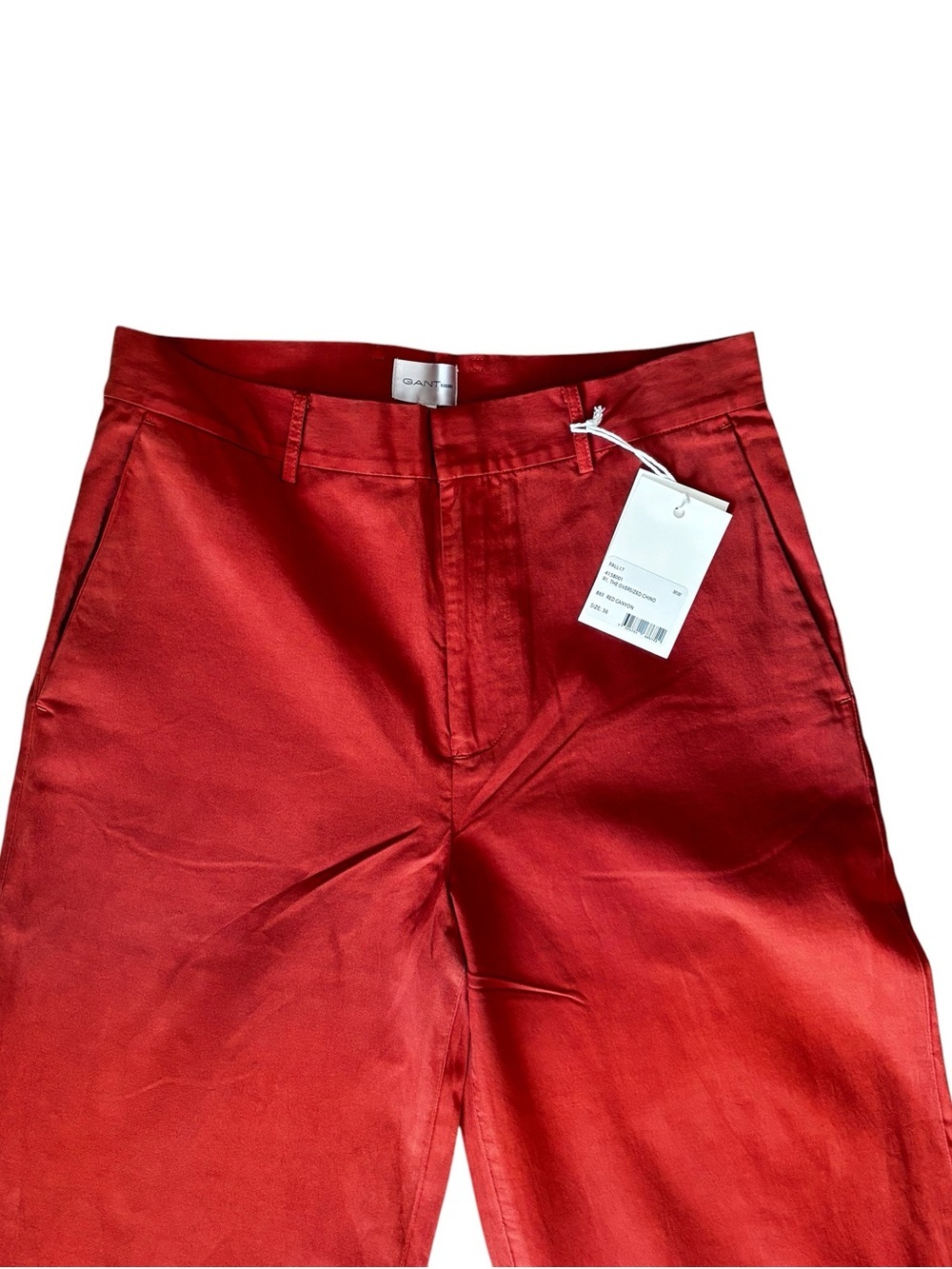 Gant Wide-Leg High-Rise Pants in Brick Red - Picture 3 of 4